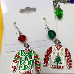 Sterling Silver "Best" Ugly Sweater Earrings.